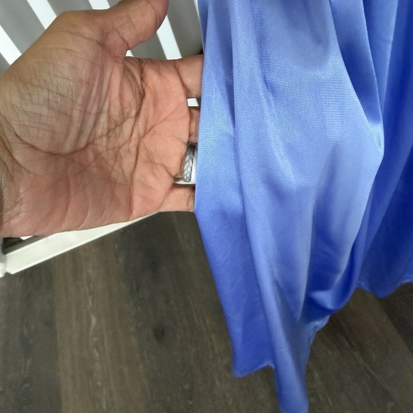 Vtg Vanity Fair M Satin Blue Nylon Embroided Nightgown Dress Robe Set Feminine - Picture 14 of 14